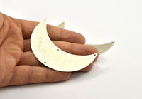 Antique Silver Moon Wall Art, 1 Antique Silver Plated Crescent Moon Wall Hanging Decor with 4 Holes (75x26x0.60mm) H0175