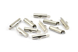 Silver Slide On End, 24 Silver Tone Slide On End Clasps for Seed Beads, Findings, Bracelets (15x4mm) BS 2312