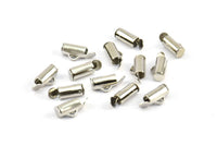 Silver Slide On End, 50 Silver Tone Slide On End Clasps for Seed Beads, Findings, Bracelets (8x4mm) BS 2310