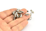 Silver Slide On End, 50 Silver Tone Slide On End Clasps for Seed Beads, Findings, Bracelets (8x4mm) BS 2310