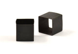 Black Geometric Tube Bead, 3 Huge Black Oxidized Brass Square Tubes (18x18mm) Bs 1526 S120