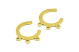 Brass Earring Connector, 24 Raw Brass Connector With 3 Loops, Charms, Pendants, Findings (21x0.9mm) Y112