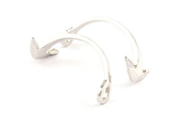 Silver Bracelet Blank, 1 Silver Tone Bracelet Parts With 1 Hole For Leather (63x30x4.5x2.7) X044