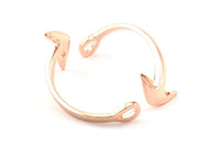 Rose Gold Bracelet Blank, 1 Rose Gold Tone Bracelet Parts With 1 Hole For Leather (63x30x4.5x2.7) X045