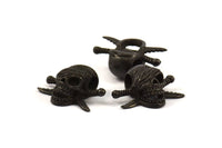 Black Pirate Finding, 1 Oxidized Brass Black Skull Head Bracelet Parts (21x16x8.5mm) N0376