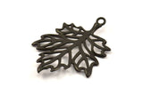 Black Sycamore Pendant, 1 Oxidized Brass Black Leaf Charms (44x33mm) N0428 S441