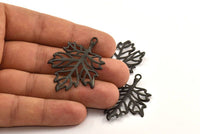 Black Sycamore Pendant, 1 Oxidized Brass Black Leaf Charms (44x33mm) N0428 S441