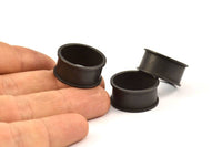 Black Channel Ring - 5 Oxidized Brass Channel Ring Settings (18mm) N0478 S181