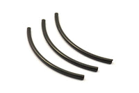 Black Curved Tubes, 12 Black Oxidized Brass Curved Tubs (3x65mm) Bs 1413 S119