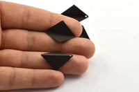 Black Brass Kites, 3 Oxidized Brass Black Geometric Triangle Earring Charms (27mm) U012 S154