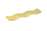 Brass Bracelet Blank - 2 Raw Brass Wave Flat Stamping Bracelet Blank (36x152x0.80mm) V071