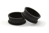 Black Channel Ring, 3 Oxidized Brass Black Channel Ring Settings (17mm) N477 S183