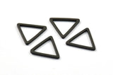 Black Triangle Charm, 25 Oxidized Brass Black Open Triangle Ring Charms (17x1.2mm) D108 S123