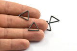 Black Triangle Charm, 25 Oxidized Brass Black Open Triangle Ring Charms (17x1.2mm) D108 S123