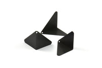 Black Kite Charms, 3 Oxidized Brass Black Geometric Triangle Earring Charms (22mm) U010