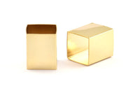 Geometric Spacer Beads, 2 Gold Plated Huge Brass Square Tubes (16x20mm) Bs 1524 Q0327