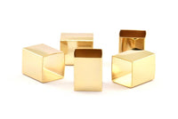 Geometric Spacer Beads, 2 Gold Plated Huge Brass Square Tubes (16x20mm) Bs 1524 Q0327