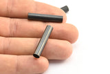 Black Tube Beads, 12 Oxidized Brass Black Tube Beads (30x6mm) Bs 1534 S268