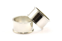 Silver Channel Ring, 2 Silver Tone Brass Channel Ring Settings (19mm) N0479 H0347