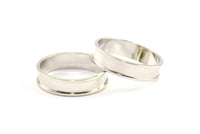 Silver Channel Ring, 5 Silver Tone Brass Channel Ring Settings (19mm) N0481 H0346