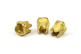 Brass Teeth Bracelet Part, 3 Raw Brass Teeth Connectors, Spacer Bead (11x10mm) U081