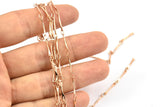 Rose Gold Soldered Chain, 1 Meter Rose Gold Plated Soldered Bar Link Chain (12x1mm) Z121