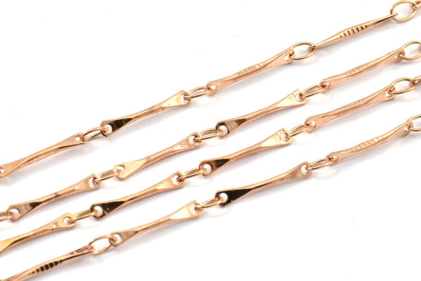 Rose Gold Soldered Chain, 1 Meter Rose Gold Plated Soldered Bar Link Chain (12x1mm) Z121