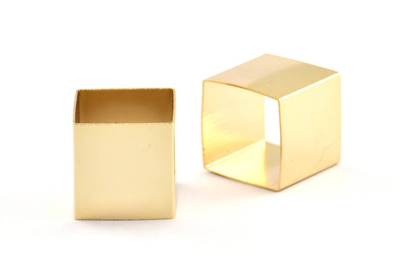 Gold Square Tubes, 3 Gold Plated Brass Square Tubes (16x16mm) Bs 1523 Q0328