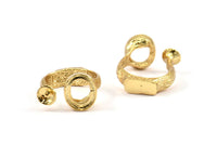 Adjustable Ring Settings, 1 Gold Plated Adjustable Rings with 2 Stone Settings - Pad Size 10x12mm N0133