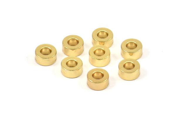 Gold Industrial Spacer Beads - 10 Gold Plated Industrial Findings, Spacer Beads (6x3mm) A0435 Q0260