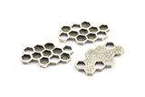 Antique Silver Honeycomb Pendant, 1 Antique Silver Plated Brass Honeycomb Pendant, Charms, Findings (35x21x2.4mm) U120 H0369