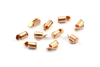 Rose Gold Slide On End, 25 Rose Gold Plated Brass Slide On End Clasps for Seed Beads, Findings, Bracelets (6x4mm) BS 2124 Q341