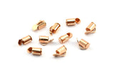 Rose Gold Slide On End, 25 Rose Gold Plated Brass Slide On End Clasps for Seed Beads, Findings, Bracelets (6x4mm) BS 2124 Q341