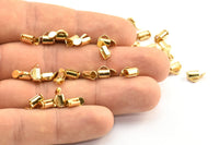 Gold Slide On End, 25 Gold Plated Brass Slide On End Clasps for Seed Beads, Findings, Bracelets (6x4mm) BS 2124 Q341