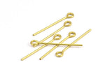 35mm Eye Pin, 25 Raw Brass Eye Pins, Findings (35x1.2mm) BS 2252