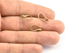 Brass Ear Hooks, 12 Raw Brass Earring Setting, Earring Hooks (16x8.5x0.8mm) BS 1827