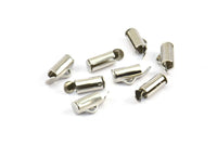 Silver Slide On End, 50 Silver Tone Slide On End Clasps for Seed Beads, Findings, Bracelets (8x4mm) BS 2310