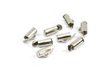 Silver Slide On End, 50 Silver Tone Slide On End Clasps for Seed Beads, Findings, Bracelets (8x4mm) BS 2310