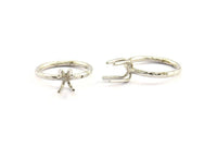 Claw Ring Setting, 2 Antique Silver Plated Brass Claw Ring Blanks With 4 Claws For Natural Stones N0210 H0392