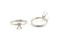 Claw Ring Setting, 2 Antique Silver Plated Brass Claw Ring Blanks With 4 Claws For Natural Stones N0210 H0392