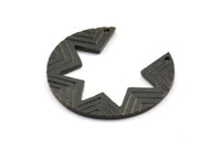 Black Crescent Pendant, 1 Oxidized Brass Black Crescent Ethnic Pendants With 2 Holes, Findings, Charms (30x1.4mm) U118 S292