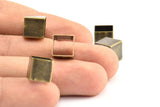 Geometric Spacer Beads, 12 Huge Antique Brass Plated Square Tubes (10x10mm) Bs 1505