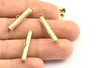 Brass Slide On End, 24 Raw Brass Slide On End Clasps for Seed Beads, Findings, Bracelets (26x4mm) BS 2122