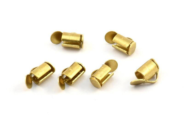 Brass Slide On End, 50 Raw Brass Slide On End Clasps for Seed Beads, Findings, Bracelets (6x4mm) BS 2124