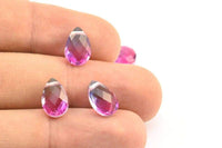 Glass Drop Bead, 4 Purple Color Glass Tear Drop Beads With 1 Hole (12x8x5.5mm) Y213(2)