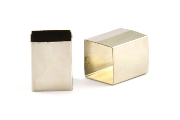 Geometric Spacer Beads, 6 Silver Tone Huge Brass Square Tubes (16x20mm) Bs 1524 H0052