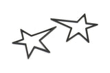 Black Star Charm, 5 Oxidized Brass Black Long Star Charms (51x47x1mm) S262