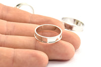 Silver Channel Ring, 5 Silver Tone Brass Channel Ring Settings (19mm) N0481 H0346