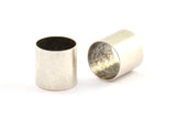 Antique Silver Tube Beads - 6 Antique Silver Plated Brass Tube Beads (12x12mm) Bs 1470 H0368