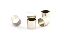 Antique Silver Tube Beads - 6 Antique Silver Plated Brass Tube Beads (12x12mm) Bs 1470